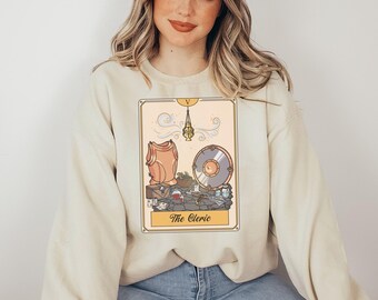 Cleric Character Inventory Tarot Card Sweatshirt, Holy Class, Roleplaying Tabletop Gaming, Dungeons Dragons, TTRPG Gamer Gift, Unisex