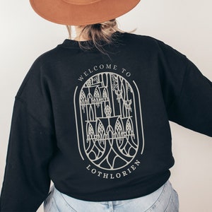 Welcome to Lothlorien Crew Neck Sweatshirt back view in Black