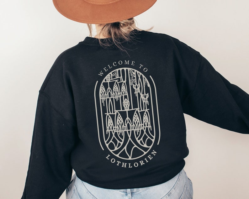 Welcome to Lothlorien Crew Neck Sweatshirt back view in Black