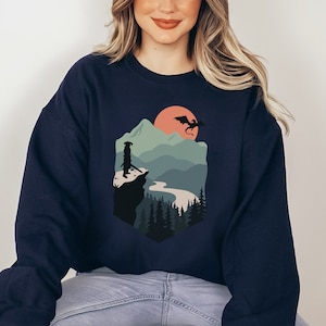 Fantasy Sweatshirt, RPG Adventure, Dragonborn Fight Shirt, Fantasy Landscape, Nerd Shirt, Unisex Crew Sweatshirt