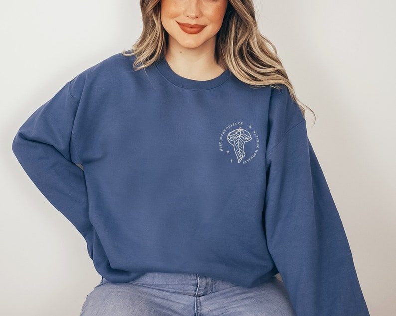 Welcome to Lothlorien Crew Neck Sweatshirt front view in Indigo Blue