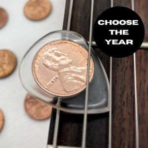 Penny Pick: Choose Year, Guitar Pick, Guitarist Gift, Dad Gift, Husband Gift, Guitar Gifts for Him, Gift for Guitarist, Coin Pick