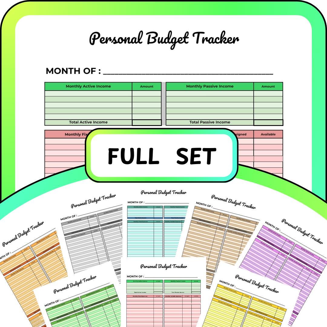 Personal Budget Tracker Printables: Customizable Finance Templates ...