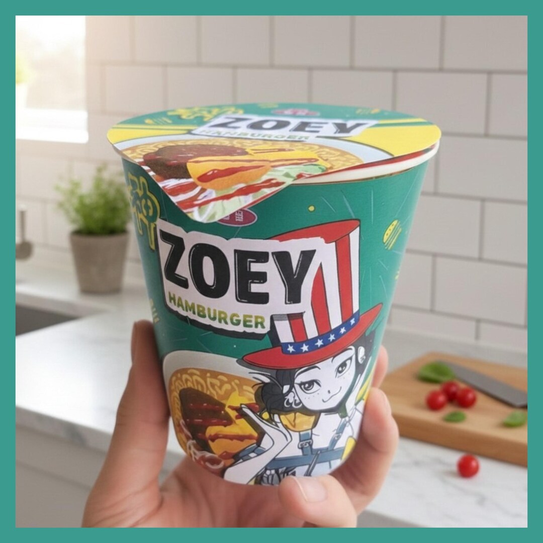 KDH Zoey Ramen Label, No A4 Paper Needed, Print at Home, 8.5