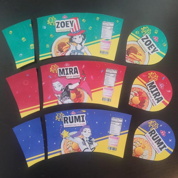KDH Zoey Ramen Label, No A4 Paper Needed, Print at Home, 8.5