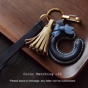 Custom Name Bag Charm & Keychain, Genuine Leather Bag Charm, Alphabet Keychain, Personalized Leather Keychain, Gift with Name