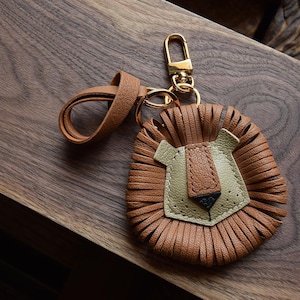 Leather Bag Charm, Handmade Bag Charm, Key Chain, Unique Gift, Handbag Charm, Animal Bag Charm, Zodiac Signs Bag Charm, Leo