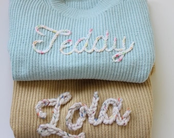 Personalisierte Strickpullover | Baby Pullover | Namenspullover | Andenken Pullover | Handgenäht | Maßgeschneidert