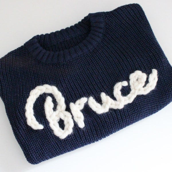 Personalised Knitted Jumper | Chunky Cable Knit | Baby Jumpers | Name Jumper | Keepsake Jumper | Hand Stitched | Bespoke