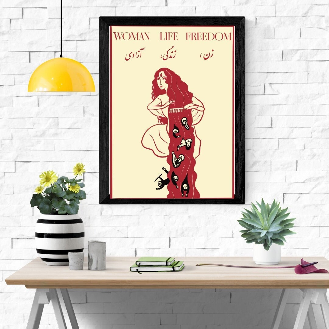 Woman Life Freedom Poster Jin Jiyan Azadi Feminist Art, Women's Rights