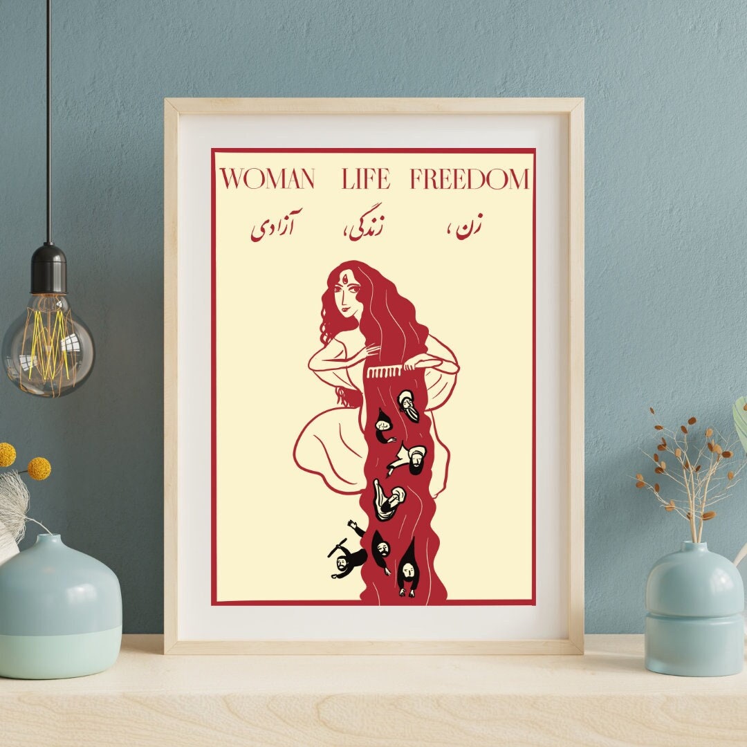 Woman Life Freedom Poster Jin Jiyan Azadi Feminist Art, Women's Rights