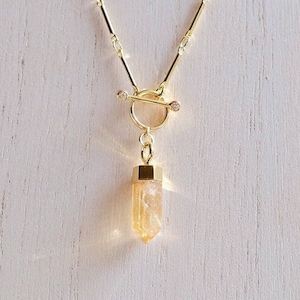 Citrine Necklace | Crystal Necklace | Gold Chain Toggle Necklace | Crystal Jewelry | Healing | Protection | Boho | Gift | SVNBEAMX