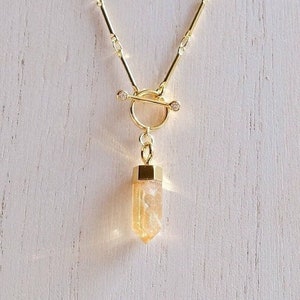 Citrine Necklace | Crystal Necklace | Gold Chain Toggle Necklace | Crystal Jewelry | Healing | Protection | Boho | Gift | SVNBEAMX