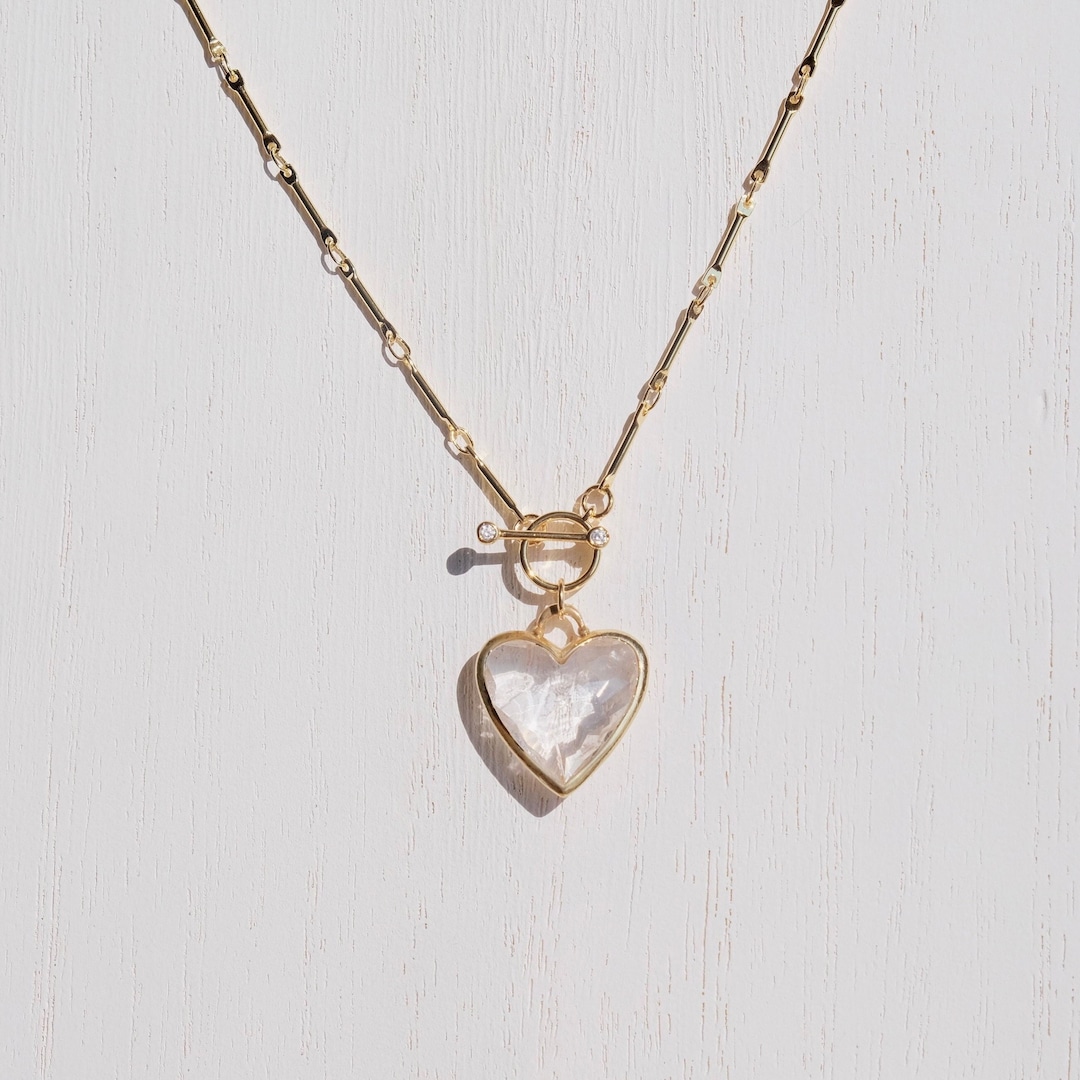 Heart Pendants With Anti Tarnish Chain (Clear Quartz)