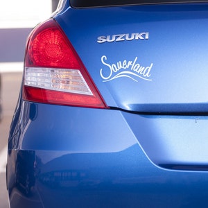 May include: A blue Suzuki car with a white "Sauerland" sticker on the back.