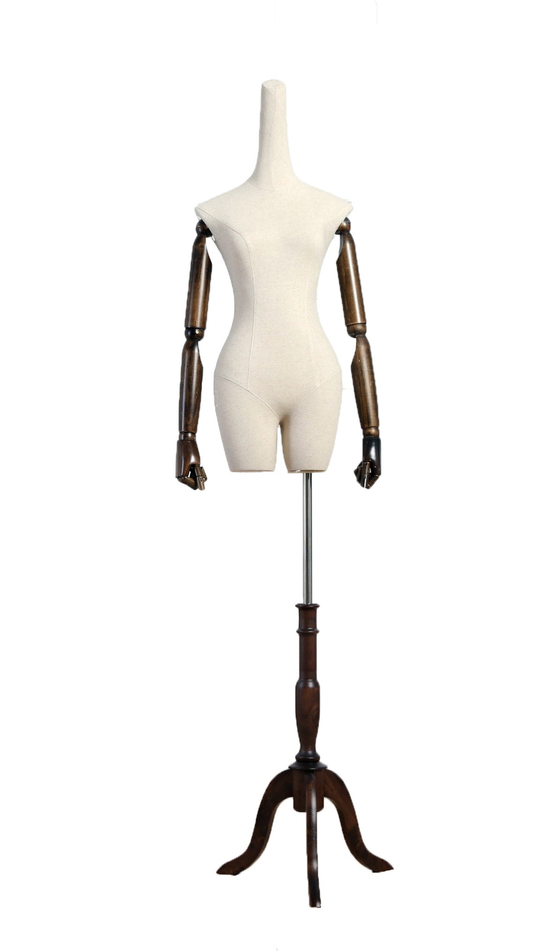 USAKHV Female Dress Form Mannequin Body With Arms Wood Base Etsy