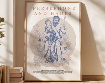 Persephone und Hades Print Poster – Griechische Mythologie Poster – Dark Romance Wanddekoration – Minimalistische Unterwelt Gott und Göttin – Dualität
