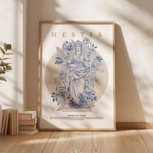 Hestia Poster – Greek Goddess Art Print – Mythology Wall Decor – Minimalist Home Goddess – Sacred Feminine Artwork - Floral Print