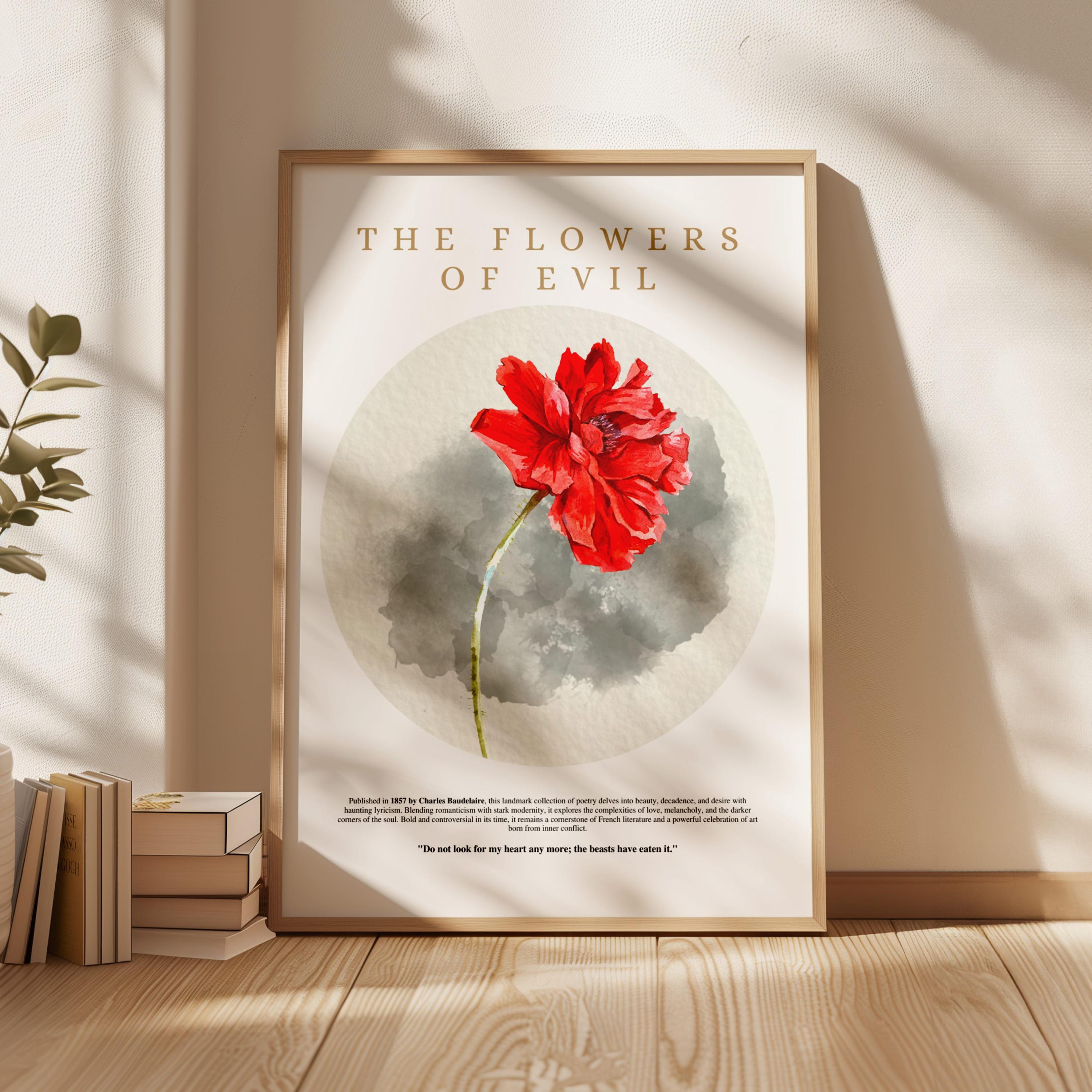 The Flowers of Evil by Charles Baudelaire – Poetry Book Cover Art |  Symbolist Poster - Book Cover Art, image size:3000x3000