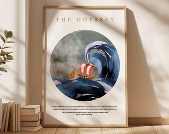 The Odyssey by Homer – Epic Classic Book Cover Print | Greek Mythology Literary Poster