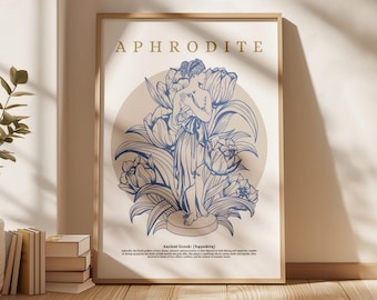 Aphrodite Poster – Greek Goddess Art Print – Mythology Wall Decor – Feminine Minimalist Print – Greek Art - Roman Goddess Venus
