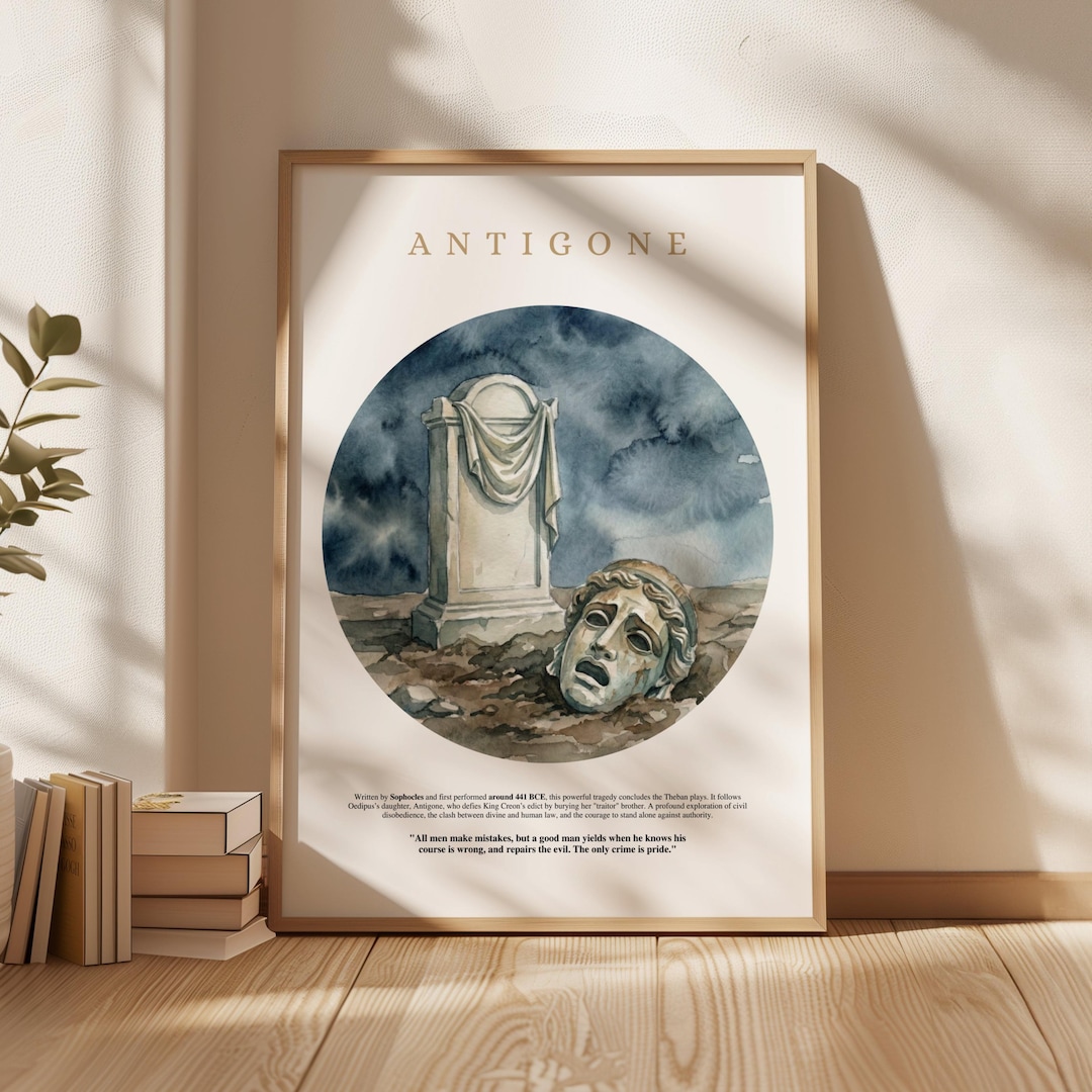 Antigone by Sophocles – Literary Book Cover Poster | Greek Tragedy ...