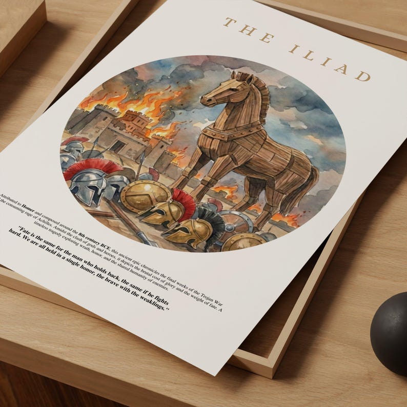 The Iliad by Homer – Literary Book Cover Poster | Classic Literature ...