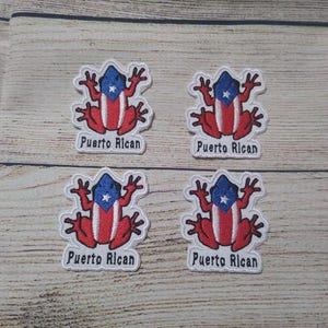 Puerto Rican Coquí Flag Iron-On Patch: Boricua Embroidered Badge