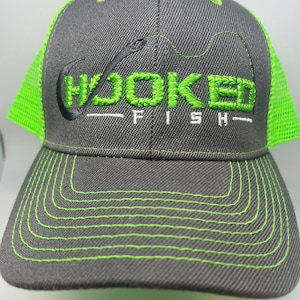 Hooked Fish / 3D PUFF / Bass fishing / Bass hat/ Green