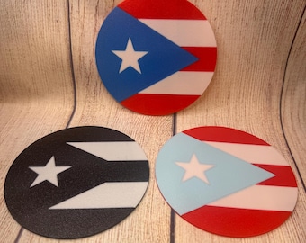 Puerto Rico Flag Coaster: 3D Printed PLA, Borinquen Heritage