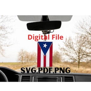 Digitale Datei, Rückspiegel mit puerto-ricanischer Flagge, Glowforge, Xtool, Cricut, Silhouette