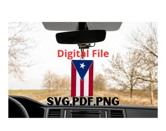 Digital file, Puerto Rican Flag rear view mirror, Glowforge, Xtool, Cricut,Silhouette