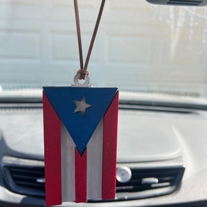Custom Puerto Rico Flag. Rear View Mirror Accessory, Puerto Rican, car charm car mirror