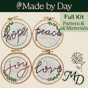 Advent Wreath | Hand Embroidery Kit with 4 Hoops | DIY Christmas Craft for Beginners | Mindful Advent Project | Mental Health Break