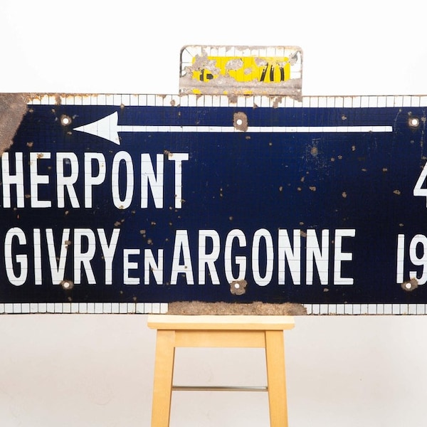 Ancienne Enseigne routière année 30 France Givry En Argonne Herpont Michelin Garage