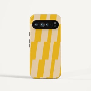 Custodia per telefono con motivo retrò geometrico giallo moderno, cover minimalista per Google Pixel 9 Pro XL, Pixel 9a, Pixel 8 Pro, iPhone e Samsung