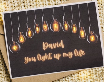 Lightbulb Personalize Light Up LED Greeting Card︱Anniversary, Marriage, Engagement Card for Boyfriend/Girlfriend/Husband/Wife︱ Handmade Card