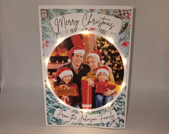 Weihnachtsfoto-LED-personalisierte Grußkarte (handgefertigte benutzerdefinierte leuchtende Weihnachtskarte) Einzigartige leuchtende Weihnachtskarte für Familie und Freunde