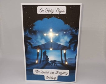Heilige Nacht LED christliche Weihnachtskarte︱ Stern von Bethlehem handgemachte benutzerdefinierte Leuchtkarte︱ Krippenkarte︱ Geburt von Jesus Weihnachtskarte