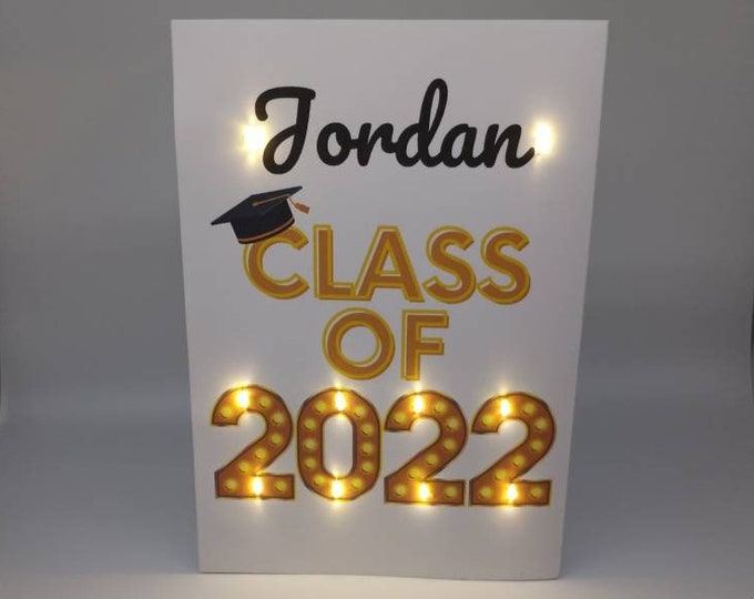 Personalized LED Graduation Greeting Card︱Handmade Custom Light Up Graduation Day Card︱Unique Cards for Graduate 2022 with Name