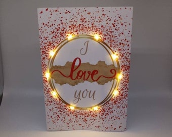 Golden Light Up LED Valentine's Day, Anniversary Card︱ Handmade Unique Valentine's Card for Friends and Family︱Glowing Luxury Card