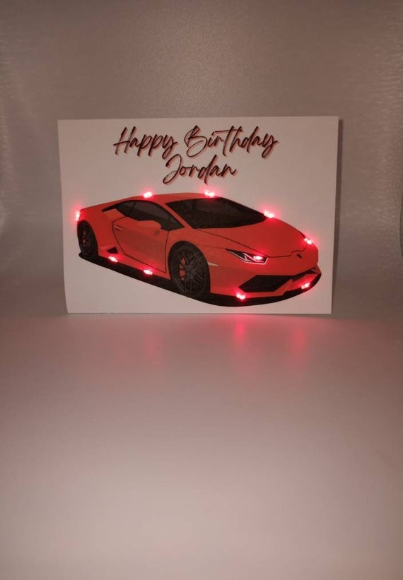 Tarjeta de cumpleaños personalizada con luces LED para coche