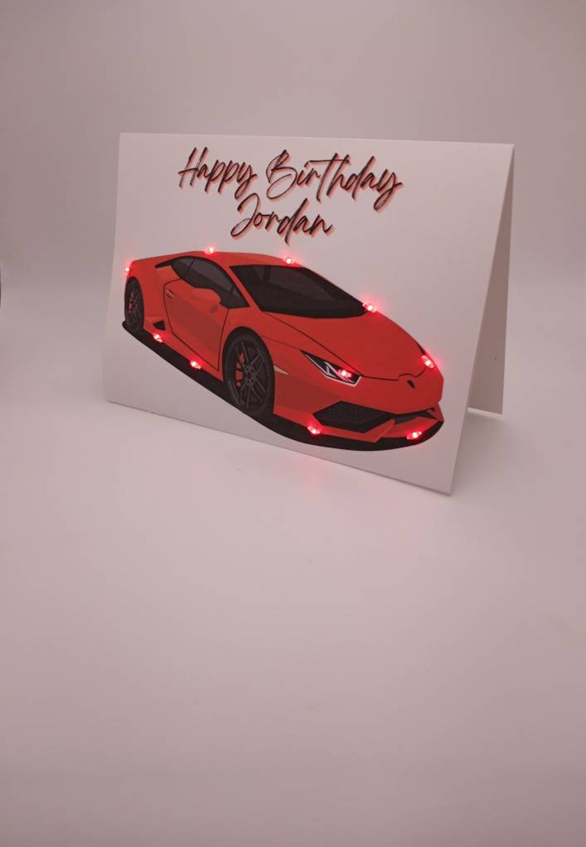 Red Sports Car Light up LED Personalize Birthday Card︱red Luxury ...