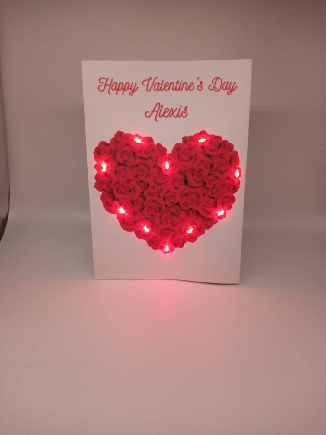Red Roses Light up LED Valentine's Day Greeting Cardcustom Handmade Red