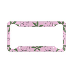 Rosa registreringsskyltram med krukblad, cannabis-biltillbehör, marijuana-bildekoration, present till cannabisälskare, stenare-bildekoration, 420-vänlig bil