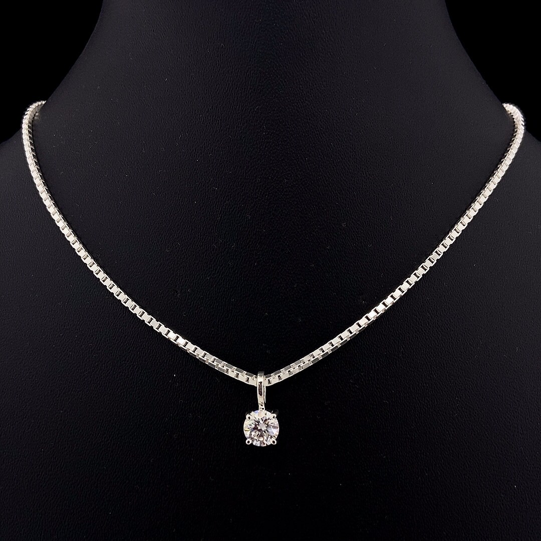 14k Solid Gold Diamond Pendant, Solitaire Diamond Necklace, Solitaire