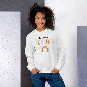 Unisex Sweatshirt- Elementary Teacher Rainbow Neutral Boho