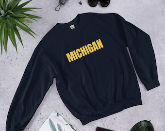 Unisex Sweatshirt crewneck- University of Michigan Wolverines