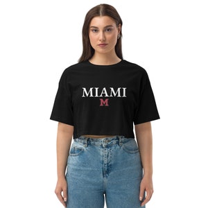 Loose drop shoulder crop top- University of Miami