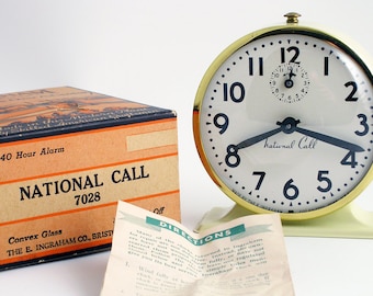 1950 "National Call" alarm clock by Ingraham- made in the USA!